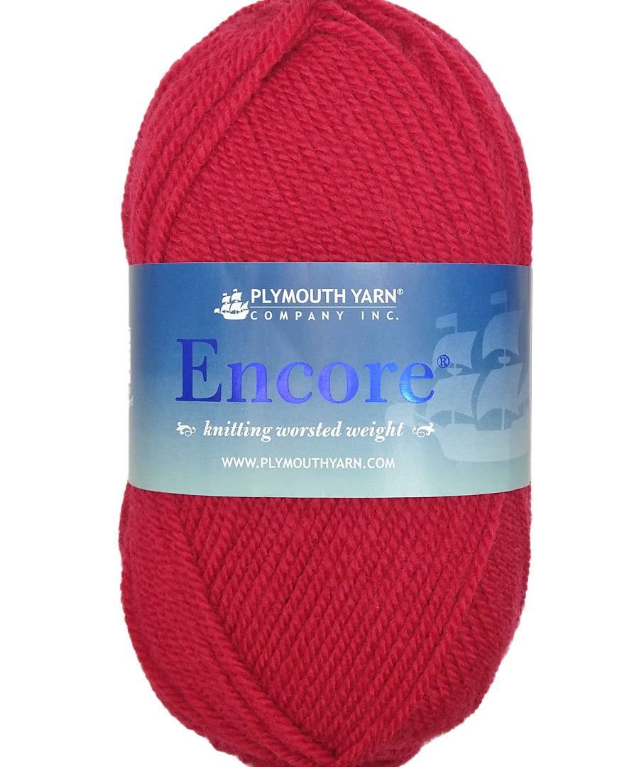 Photo of a red skein of Encore Plymouth Yarn