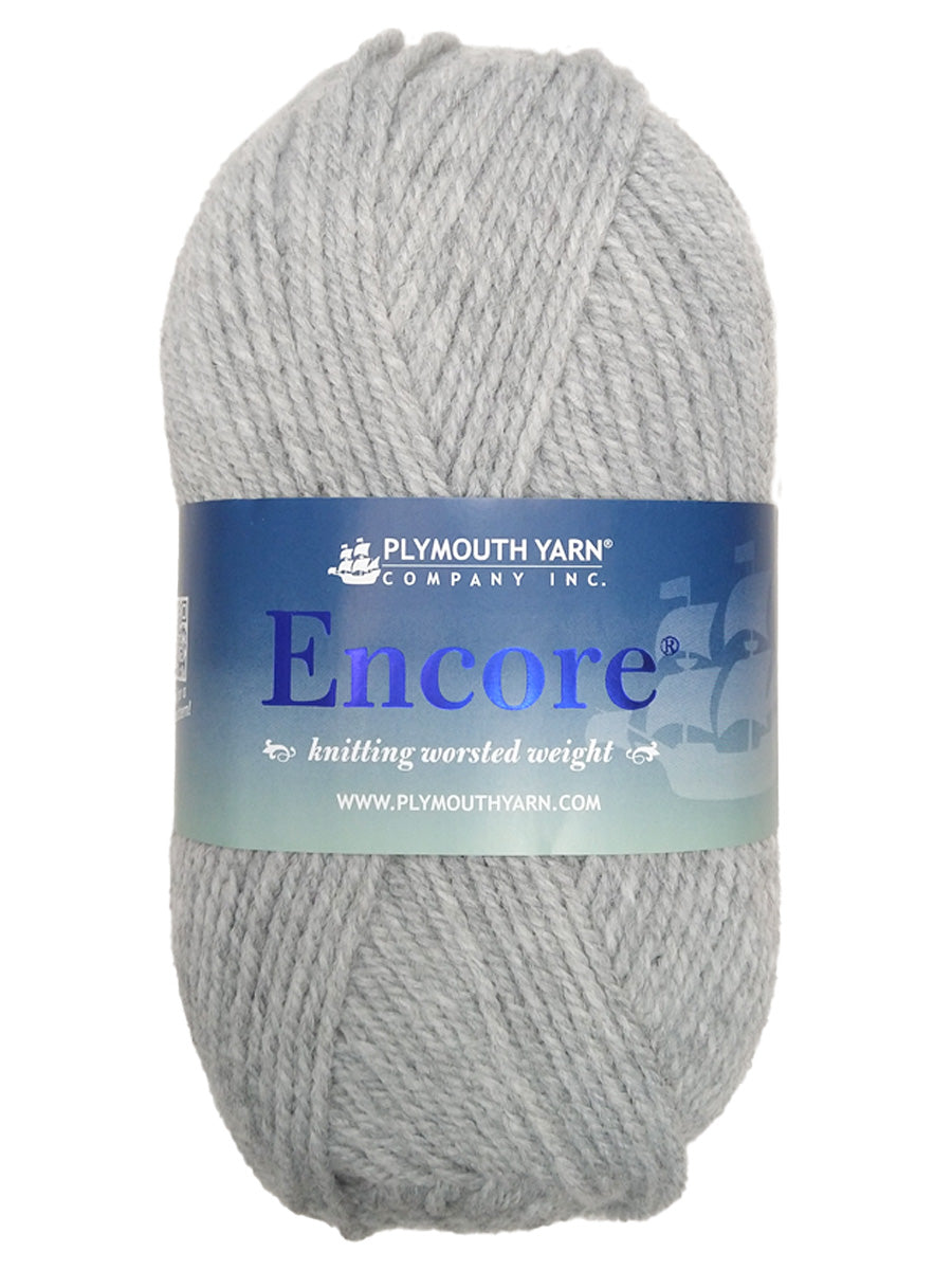 Photo of a gray skein of Encore Plymouth Yarn