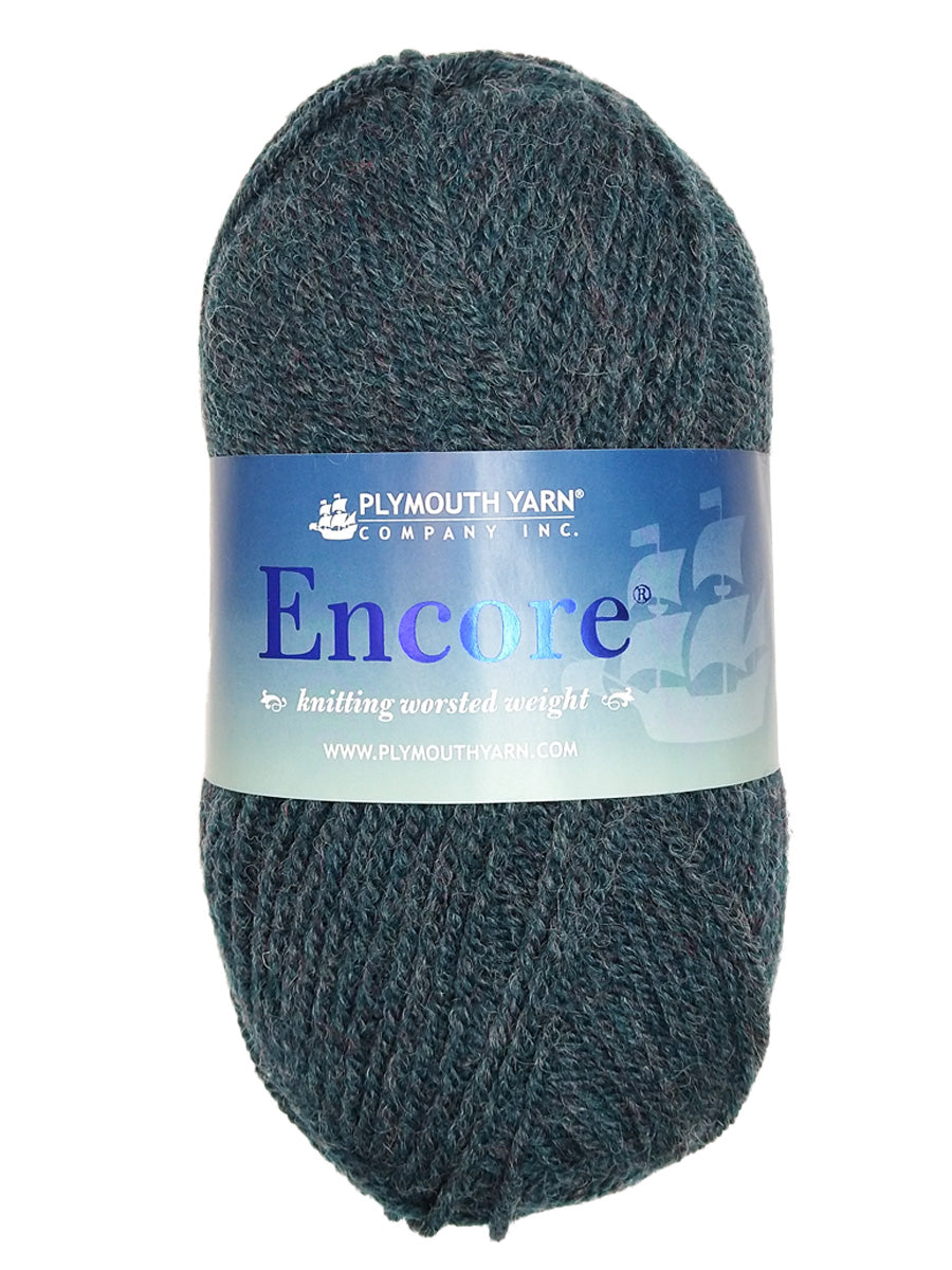 Photo of a blue-gray skein of Encore Plymouth Yarn