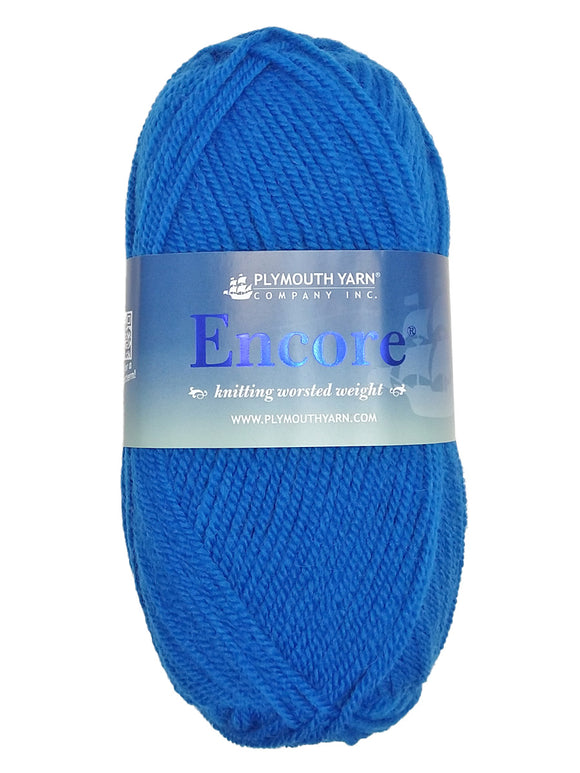 Photo of a blue skein of Encore Plymouth Yarn