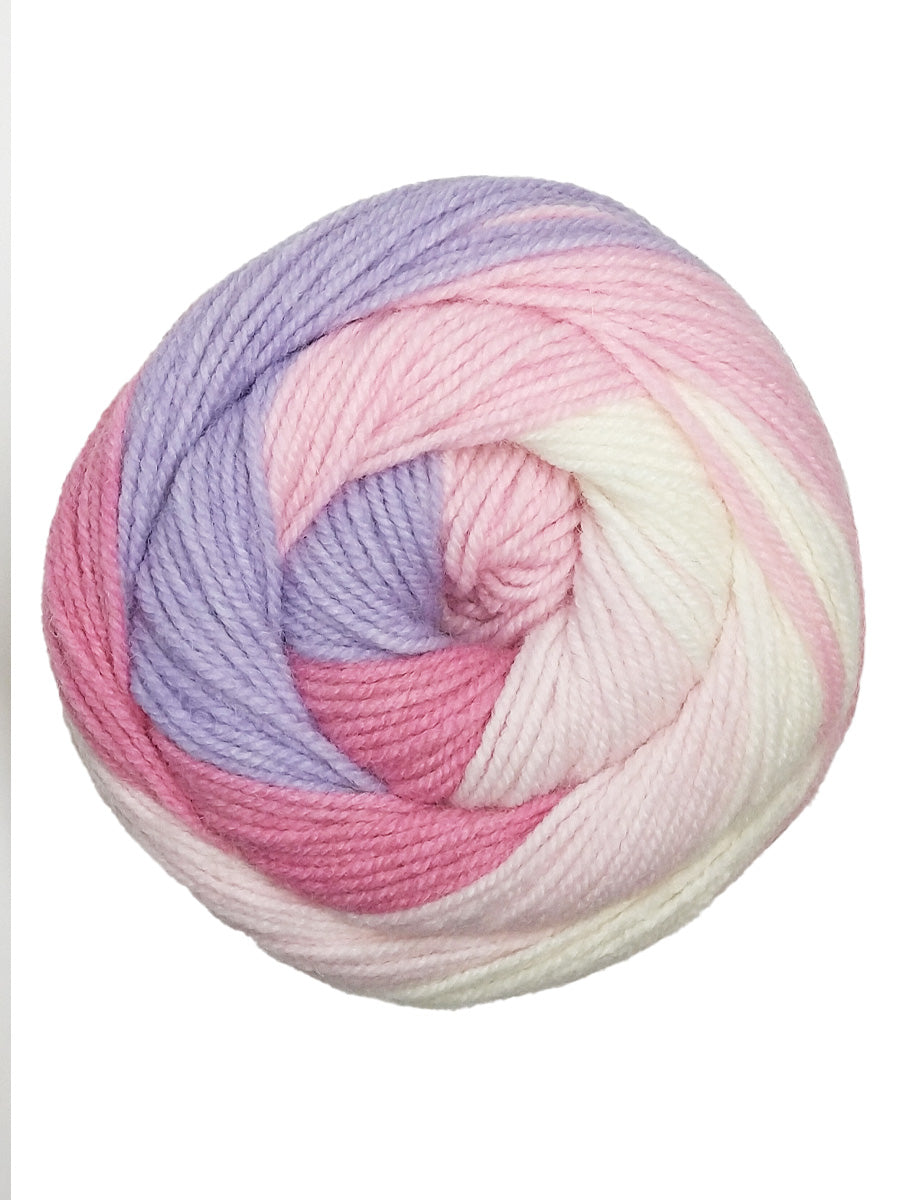 A photo of a pink and purple colored cake of Hot Cakes yarn