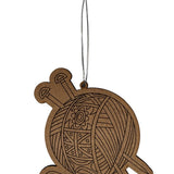 A Needle Runs Through It- Wooden Ornament- Yarn Ball Knitting Needles