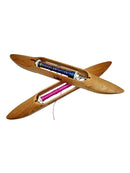 Photo of two cherry 15" Schacht Spindle Co. shuttle boats, open bottom