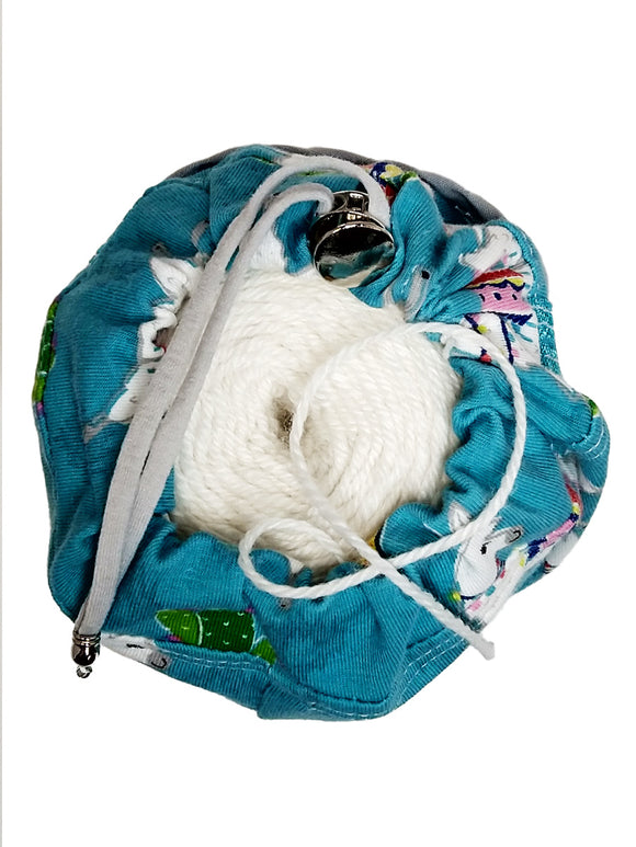 Large Krazy Yarn Kozy, Blue Llamas top view