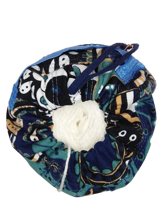 Large Krazy Yarn Kozy, Blue Paisley top view