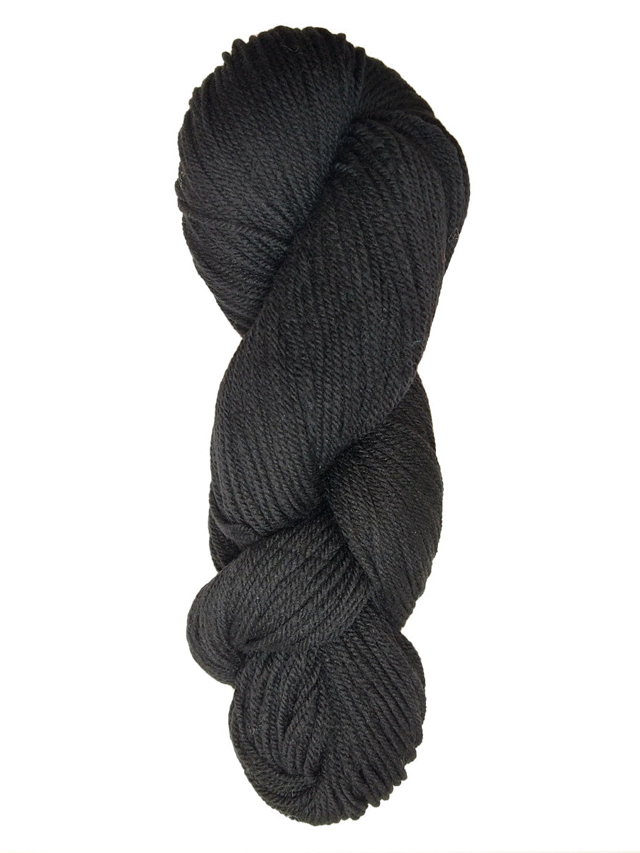 A black skein of Brown Sheep Prairie Spun DK yarn