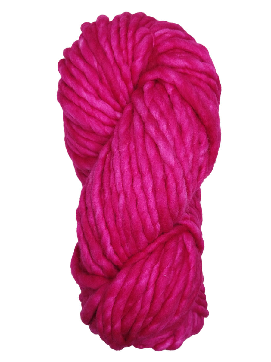 A bright pink skein of Malabrigo Rasta yarn