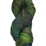 A colorful skein of blue and green Malabrigo Rios yarn