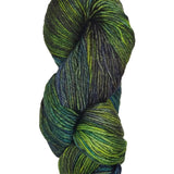 A colorful skein of blue and green Malabrigo Rios yarn