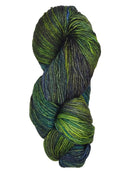 A colorful skein of blue and green Malabrigo Rios yarn