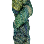 A colorful skein of teal, blue, and yellow Malabrigo Rios yarn