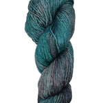 A colorful skein of teal and brown Malabrigo Rios yarn