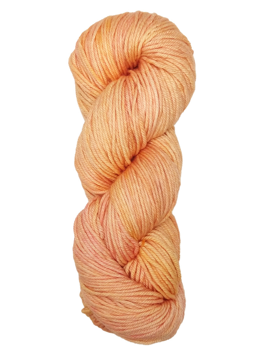 A colorful skein of pink/peachy Malabrigo Rios yarn