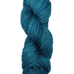 A colorful skein of teal Malabrigo Rios yarn