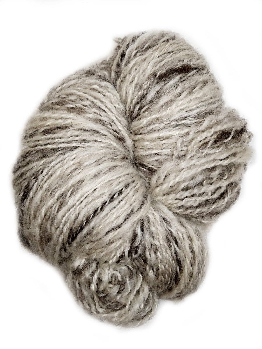 Photo of natural white and brown hand-spun Tronstad yarn