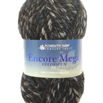 Black and Grey skein of Plymouth Yarn Encore Mega Colorspun yarn
