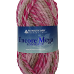 Grey Pink Red Taupe skein of Plymouth Yarn Encore Mega Colorspun yarn