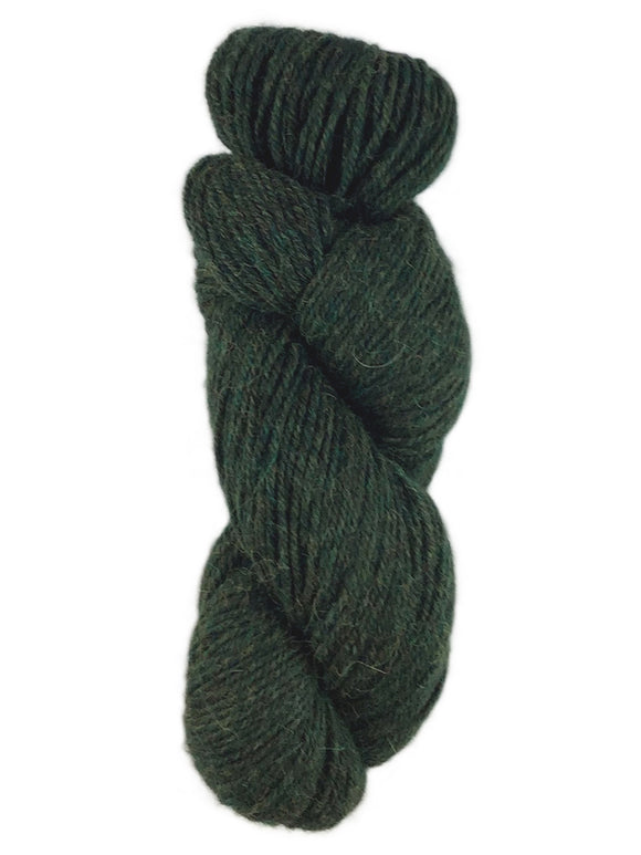 Skein of alpaca yarn color forest green 