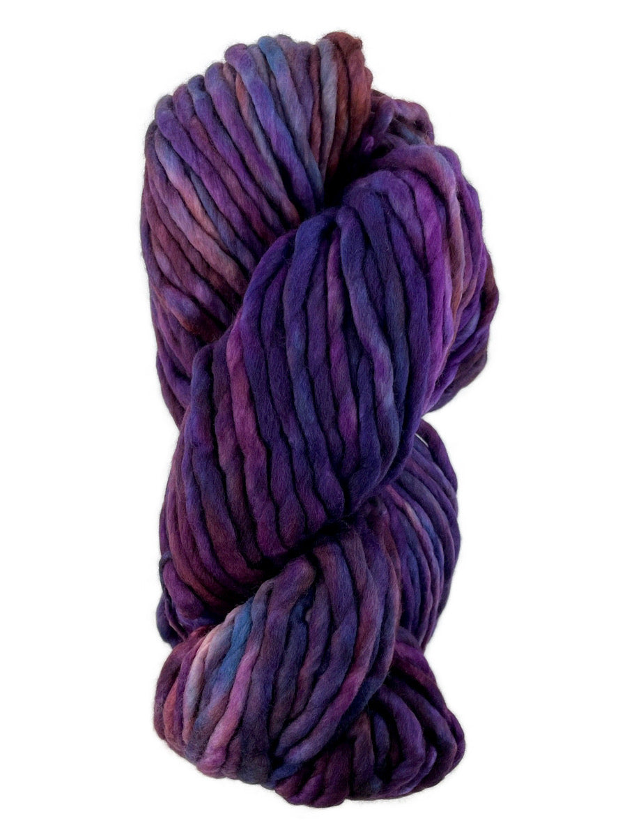 A purple mix skein of Malabrigo Rasta yarn