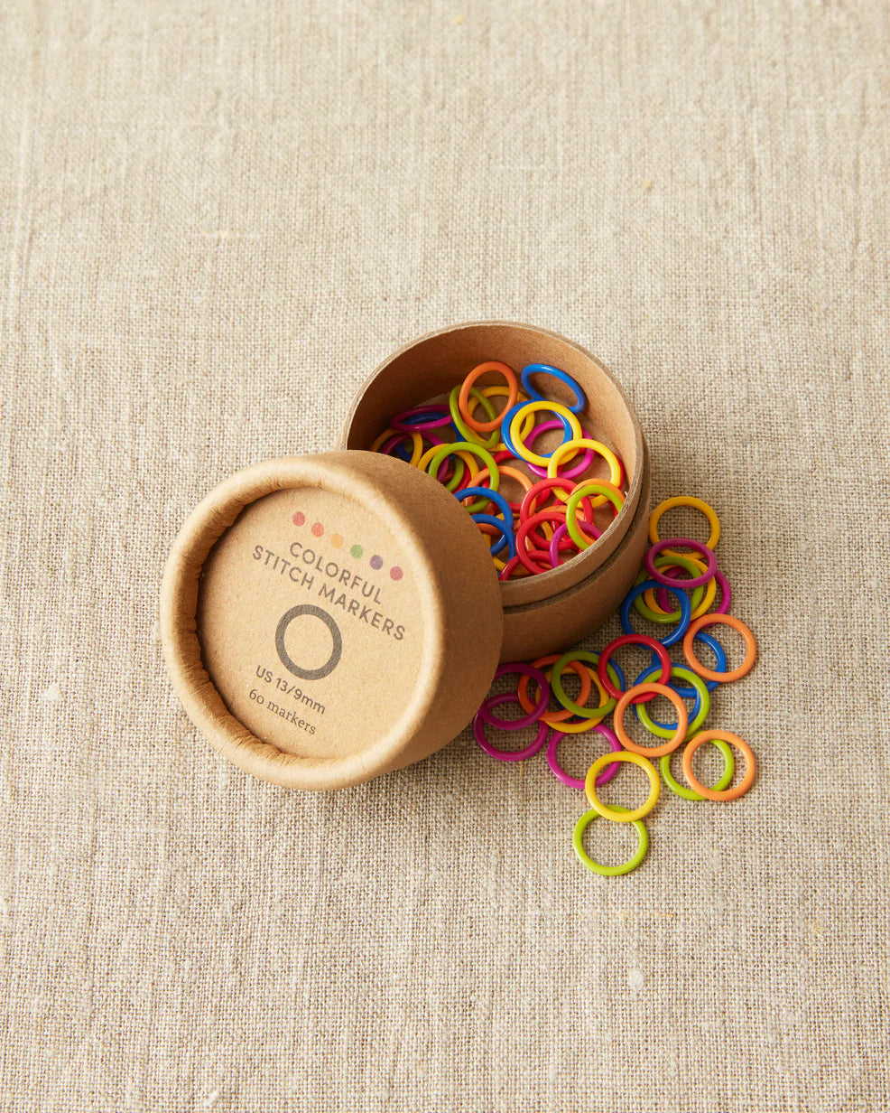 Cocoknits Colorful Ring Stitch Markers in packaging 