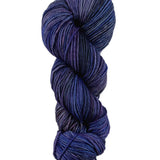 A colorful skein blues/purples Malabrigo Rios yarn