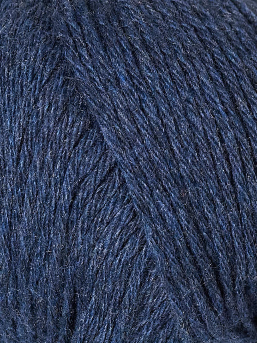 Close up of Berroco Renew yarn, color 1344 Betta - heathered blue yarn