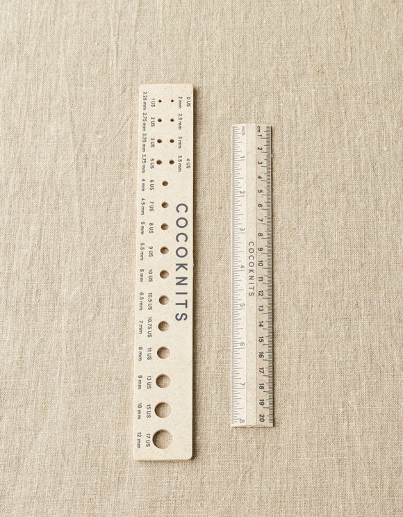 Cocoknits Ruler & Gauge Set on linen background