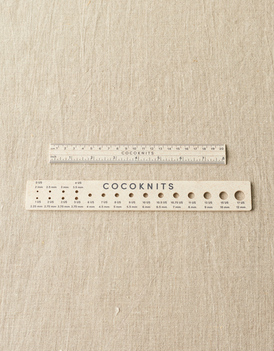 Cocoknits Ruler & Gauge Set on linen background