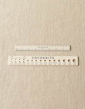 Cocoknits Ruler & Gauge Set on linen background