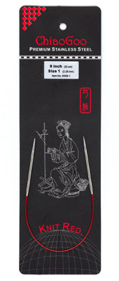 ChiaoGoo SS Knit Red Needles - Circular 9"