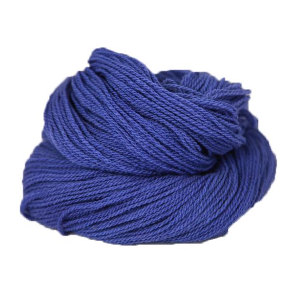 A blue hank of the Mountain Meadow Wool Saratoga yarn collection