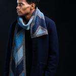 A man wearing a knitted scarf