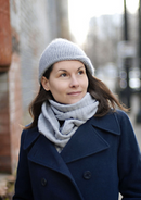 A woman wearing a knitted hat