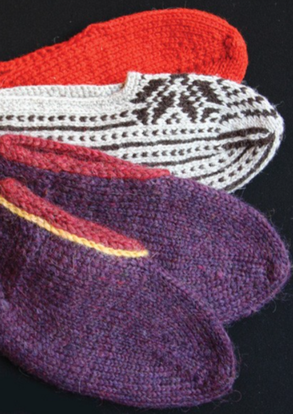 Four knitted slippers
