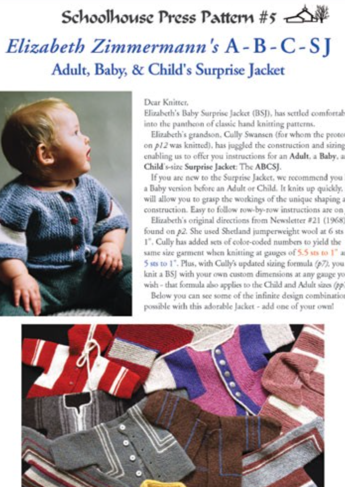 The cover of an Elizabeth Zimmermann baby jacket pattern