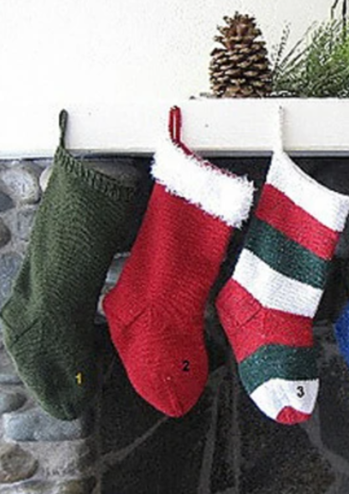 Colorful stockings hanging on a mantle