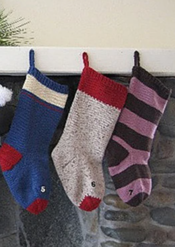 Colorful stockings hanging on a mantle