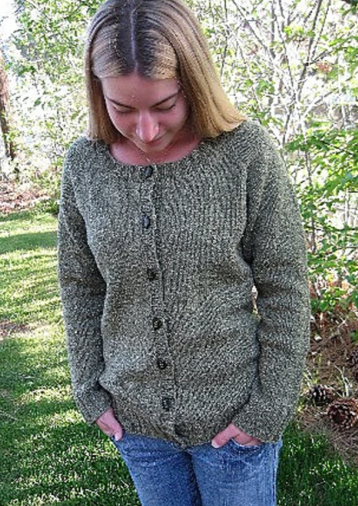Neck Down Scoop Neck Cardigan by Knitting Pure & Simple