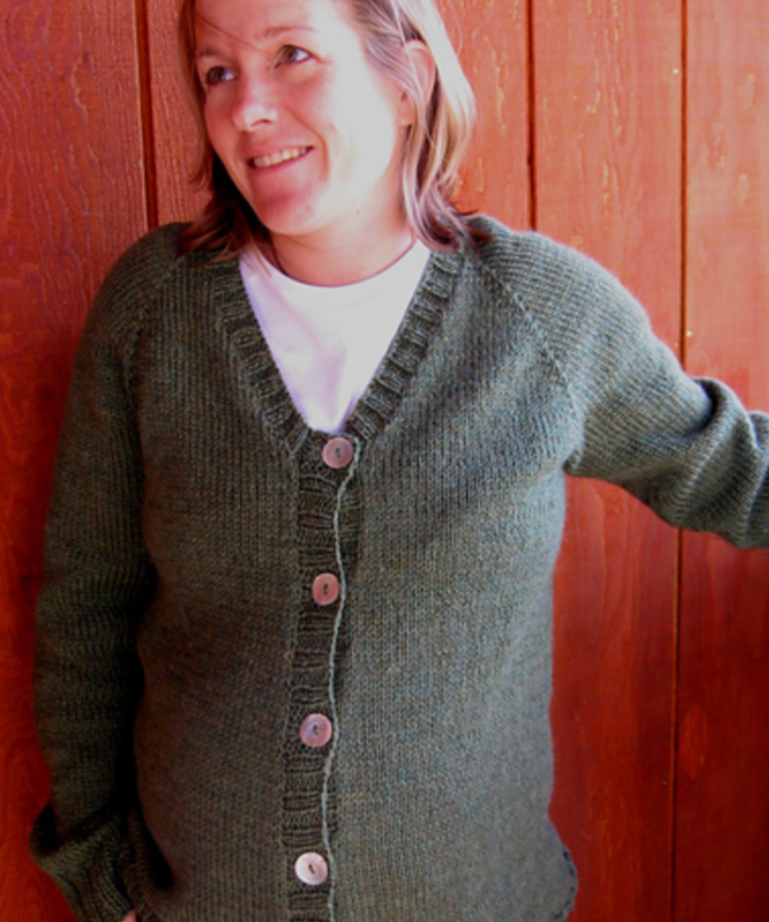 A woman wearing a knitted sweater