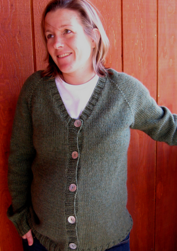 A woman wearing a knitted sweater