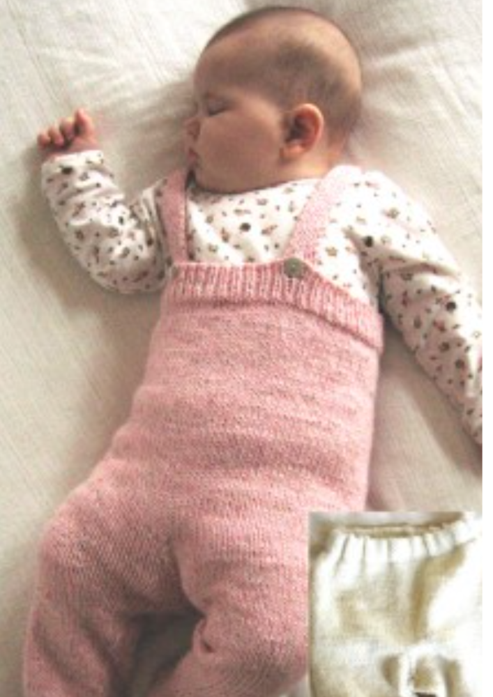 A baby wearing a knitted bottom