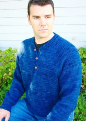 Henley Neck Down Pullover for Men by Knitting Pure & Simple