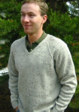 V-Neck Down Pullover for Men by Knitting Pure & Simple