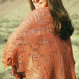 A woman wearing a knitted shawl