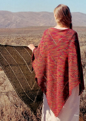 A woman wearing a knitted shawl