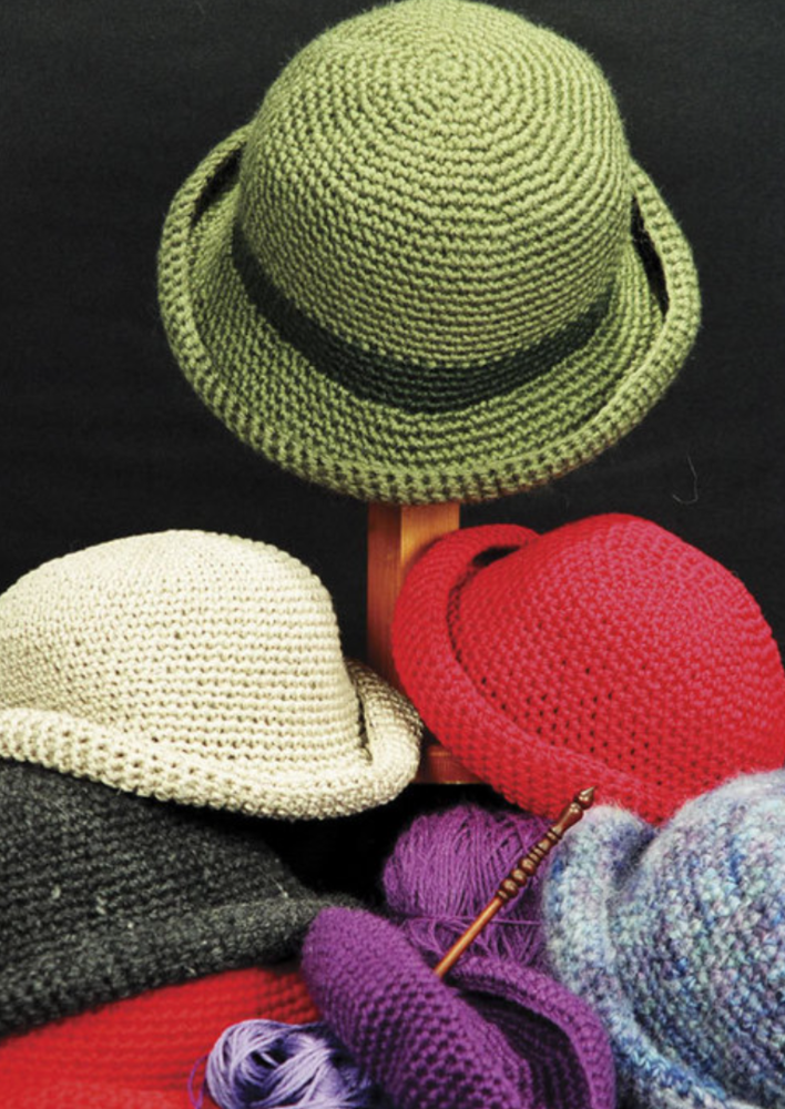 Crocheted hats in multiple colors