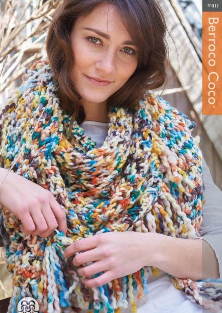 Woman in bulky weight knit scarf