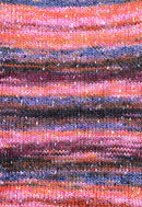 Swatch of Berroco Sesame Yarn Color orange, pink, black, blue