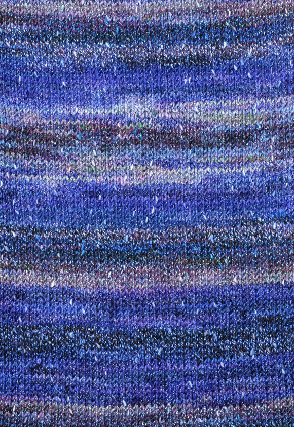 Swatch of Berroco Sesame Yarn Color dark and light blues