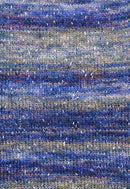 Swatch of Berroco Sesame Yarn Color beige, blue